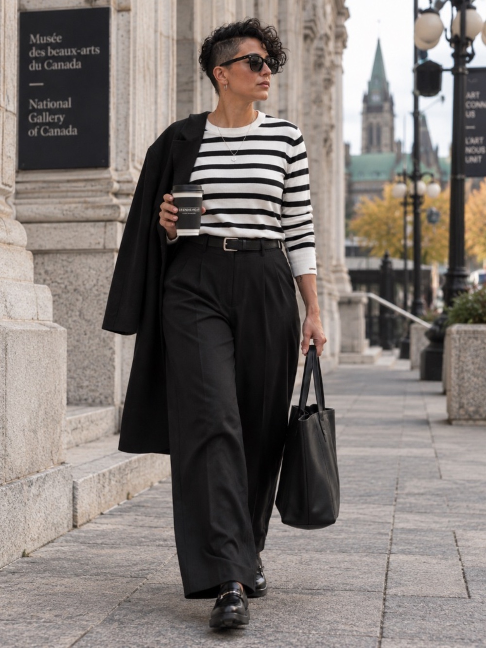 Calvin Klein Black White Striped Viscose Knit Sweater M
